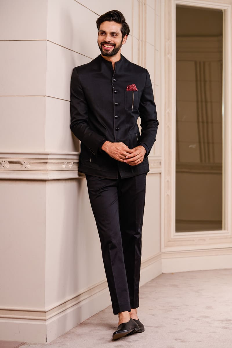 Dhingra Men's Bandgala Jodhpuri 2pcs Suit (Blazer and Trouser) Black :  Amazon.in: Fashion